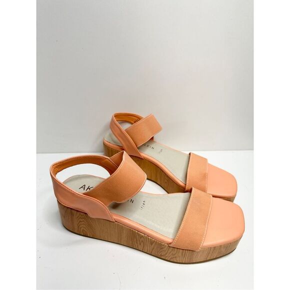 Ann Klein Sandals‎ Size 6.5 Orange Slip On Platform Open Square Toe Summer Shoes - Picture 3 of 11